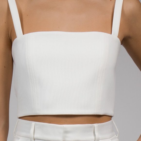 CROP WHITE TOP IVORY REAR ZIP - Picture 4 of 8